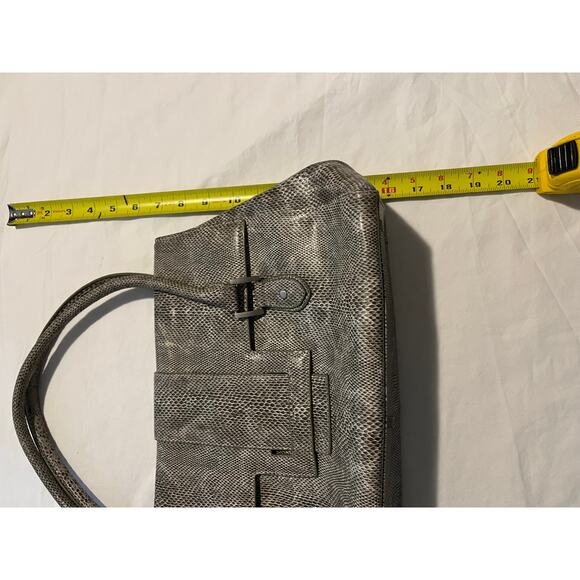 Charlie Lapson Taupe Snake Embossed Faux Leather Tote Shoulder Bag 17 Inch - Picture 8 of 8